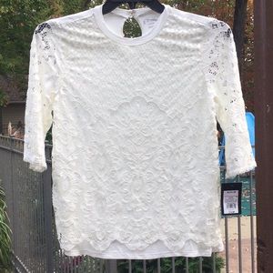 New Cream Lacey top with 3/4 sleeves